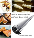 30 Pack Cream Horns Molud Set, Large Stainless Steel Canolis Forms Cannoli Kit for Baking Cannolis, Croissant Shell, Cream Roll Dessert, Safety Filled Edges