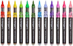 KINGART Acrylic Paint Markers Brush Tip, 12 Floral Colors. Water-based, no-bleed, waterproof pens with automatic ink control for rock, egg, wood, fabric, glass & DIY crafts