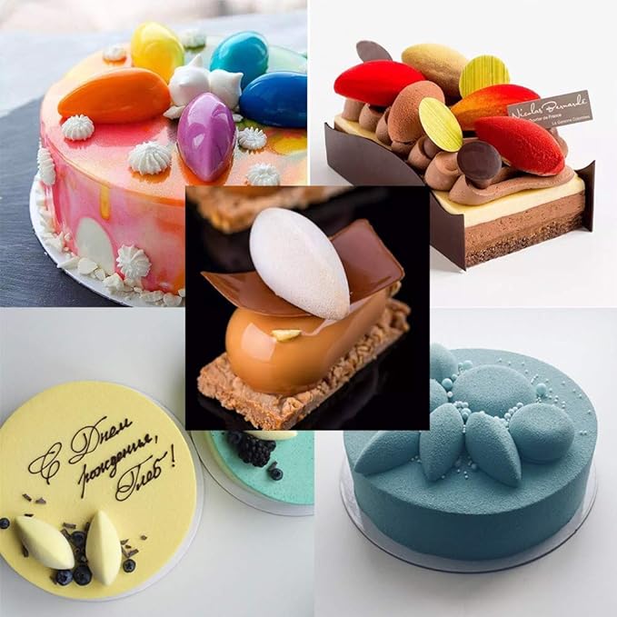 OCPO KITCHEN Quenelle Silicone Mold for Baking Mousse Cake, Fruit French Dessert, Pastry, Chocolate, Pudding, Jelly, Ice Cream, Quenelle Mold (12-Cavity)