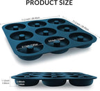 Large Silicone Donut Pan for Baking, 9 Cavity Non-Stick Food Grade Silicone Donut Molds, Doughnut Pan and Bagel Pans for Baking & Kitchen, BPA Free 11.2 x 11.1 Inches, Dishwasher Safe - Blue