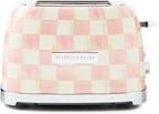 MACKENZIE-CHILDS 2-Slice Toaster, Decorative Toaster for Kitchen, Pink-and-White Rosy Check