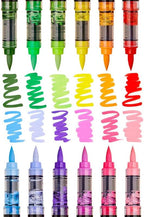 KINGART Acrylic Paint Markers Brush Tip, 12 Floral Colors. Water-based, no-bleed, waterproof pens with automatic ink control for rock, egg, wood, fabric, glass & DIY crafts
