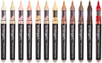 KINGART Acrylic Paint Markers Brush Tip, 12 Portrait Colors. Water-based, no-bleed, waterproof pens with automatic ink control for rock, egg, wood, fabric, glass & DIY crafts