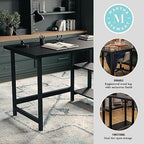 Martha Stewart Beckett Home Office Trestle Desk with Shelves, Black