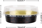 Beasea 20 Pack 4” Mini Pans with Lids, 8oz Disposable Aluminum Baking Foil Tins Round Small Black Dark Red Spot Container for Individual Cupcake Dessert Muffin Ramekin Cheesecake Quiche Oven Dishes