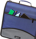 Amazon Basics Durable 3 Ring Zipper Binder with Multiple Pockets and Shoulder Strap, D-Ring Closure, Large Capacity, 4 inches, Blue