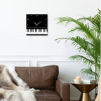 3dRose Black Piano Edge - Baby Grand Keyboard Music Design for Pianist Musical Player and Musician Gifts - Wall Clock, 10 by 10-Inch (DPP_112947_1)
