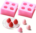 2 Pieces 3D Strawberry Silicone Mold,Food Grade Safety Silicon Materials for Baking Mousse Dessert Molds Ice Cube Jello Cake Chocolate Truffle Mold Pastry Fruit Shape Ice Cream Mould