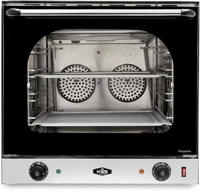 KWS CO-3 1600W Half Size Commercial Countertop Convection Oven, 2 Cu. Ft. - 120V, 4-Tier Toaster w/Front Glass Door, Electric Baking Oven