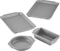 Farberware Steel Nonstick Baking, Includes Cookie, Loaf/Meatloaf, Cake Pan, 4 Piece Non Stick Bakeware Set, Gray