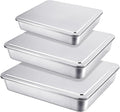 Tioncy 3 Set Stainless Steel Cake Pan with Lid 13/11/9 Inch Rectangle Sheet Baking Pan with Covers Bakeware with Lids for Cakes Breads Casseroles Fish Vegetables and More