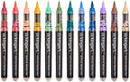 KINGART Acrylic Paint Markers Brush Tip, 12 Vintage Colors. Water-based, no-bleed, waterproof pens with automatic ink control for rock, egg, wood, fabric, glass & DIY crafts