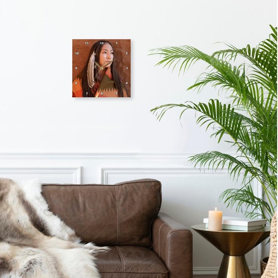 3dRose Wall Clock Silent - 13 inch - New Mexico, Cherokee Woman, Native American - US32 JMR0634 - Julien McRoberts - Native American