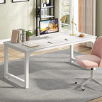Tribesigns Modern Computer Desk, 70.8 x 31.5 inch Large Office Desk Computer Table Study Writing Desk Workstation for Home Office, White Metal Frame