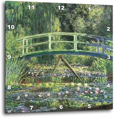 3dRose Wall Clock Silent - 13 inch - Water Lilies and Japanese Bridge by Claude Monet 1899 - BLN Claude Monet Collection
