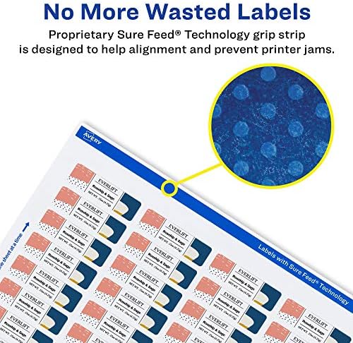 Avery® Matte White Rectangle Labels, Sure Feed® Technology, 0.5" x 1.75", 6,000 Matte White Printable Labels