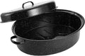 Granite Roaster Pan, 19” Enameled Roasting Pan with Domed Lid. Oval Turkey Roaster Pot, Broiler Pan Great for Turkey, Chicken, Lamb, Vegetable. Dishwasher Safe Cookware Fit for 20Lb Turkey by Kendane