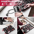 Eastvolt 128-Piece Home Repair Tool Set, Tool Sets for Homeowners, General Household Hand Tool Set with Storage Toolbox, EVHT12801, Black + Red (ASK01) (Pack of 5)
