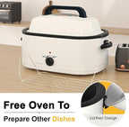 RoyalCraft 26-Quart Electric Roaster Oven with Visible Self-Basting Lid, Turkey Roaster Oven with Removable Pan and Rack, Perfect for Large Meals and Holiday Feasts, White