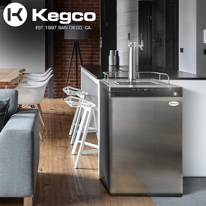 Kegco HBK309S-2 Home Brew Keg Dispenser, Stainless Steel, 2 Tap