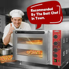 CROSSON Commercial Double Deck 18 Inch Countertop Electric Pizza Oven with 15mm Thick Pizza Stone, Indoor Pizza Bakery Oven for Commercial Use Only,240V/4500W