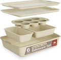 Bakken Swiss - Bakeware Set – 6 Piece – Stackable, Deluxe, Non-Stick Baking Pans for Professional and Home Cooking – Carbon Steel, White Stone Coating