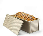 Monfish Large Loaf Pan w Lid Pullman Bread Pan 2.2lb dough Aluminized Steel Commercial Grade Non Stick Loaf Baking Pan
