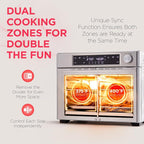 Ivation Dual Zone Air Fryer French Door Oven - 32 Quatity Convection Toaster Combo, 10-in-1 Multifunction Up to 450° - 1800W - Temperature Control, Timer - Stainless Steel - Dehydrate, Bake, Roast
