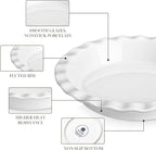 MALACASA Ceramic Pie Pan Set of 2, 9 inch, 40 oz Round Pie Dishes with Fluted Edges, Non Stick, For Quiche, Apple Pies, Pot Pies & More