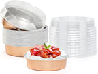 Beasea 20 Pack Mini Pie Pans, 4 Inch Rose Gold Aluminum Foil Tins with Lids, Perfect for Baking, Made of Premium Quality Aluminum, Lightweight and Homemade Friendly