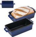 Northriver Casting 2 in 1 Enameled Cast Iron Bread Pan with Lid, Perfect Bread Oven, Loaf Pans for Baking Homemade Sourdough Bread 9x5, 2 Piece set, Navy Blue