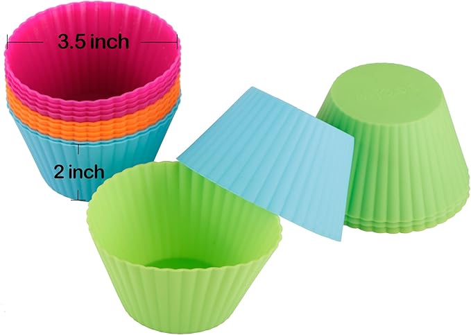 Webake Jumbo Silicone Muffin Cups, 3.5 Inch Jumbo Silicone Baking Cups Reusable Cupcake Liners Nonstick Large Cake Cups Set Stand Alone Cupcake Holder, 12 Pack Auto Cup Holder Liner