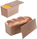 SS&CC Pullman Loaf Pan with Lid 2-Pack, 2.2lb & 1lb Carbon Steel Bread Pan for Homemade Sourdough & Sandwich Bread | Nonstick Bakeware, Heavy Duty & Easy Clean (Gold, 1lb+2.2lb)