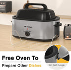 22 Quart Electric Roaster Oven with Visible & Self-Basting Lid, Large Turkey Roaster with Defrost Warm Function, Adjustable Temperature, Removable Pan Rack, Stainless Steel