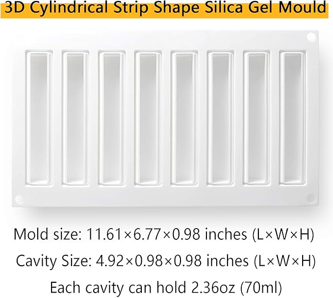 OCPO KITCHEN Cylindrical Silicone Mold for Baking Mousse Cake, 3D Silicone Baking Molds for Cakes, French Dessert, Pastry Chocolate, Silm Bar, Cake Decoration Mold, 3D Cylindrical Shape (8-Cavity)