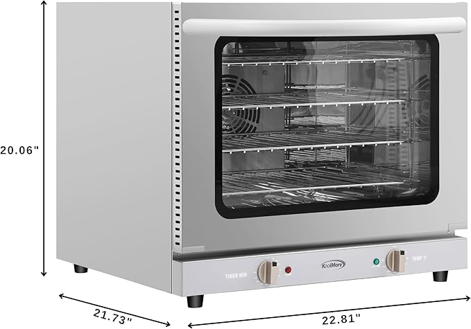 KoolMore 23 in. Countertop Convection Oven for Half-Size Pans with 4 Racks and 2800W of Power in Stainless-Steel - 208/240V, 2.3 cu. ft. ETL Listed (KM-CTCO220-23)
