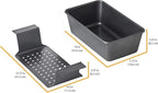 Chicago Metallic 2-Piece Healthy Meatloaf Pan with Draining Insert Professional Grade Non-Stick Carbon Steel Baking Pan with Lift and Serve Feature, 12.2 inch, Grey