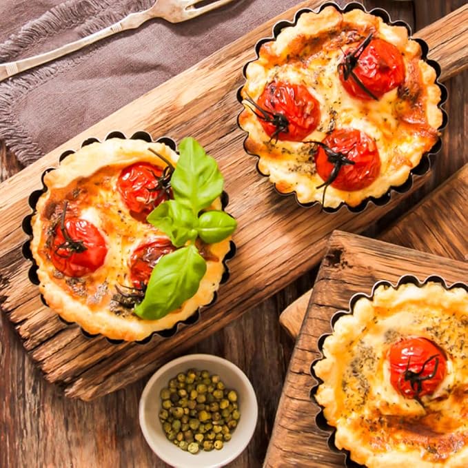 Mini Tart Pan Set of 12, Non-Stick 4 Inch Quiche Pan, Removable Bottom Tart Pan for Pies, Quiche Bakeware, Cheese Cakes, Desserts and more