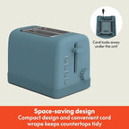 bella 2 Slice Toaster, 6 Setting Shade Control w Reheat, Cancel, Bagel & Defrost Buttons, Removable Crumb Tray, Anti Jam & Auto Shutoff, Auto Centering Guides & Cord Wrap, 900 Watt, Surf