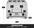 Waring Commercial WCT805 4-Slice Heavy Duty Commercial Pop-Up Bread/Bagel Toaster, 208V, 2800W, 6-20 Phase Plug
