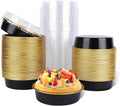 Beasea Disposable Creme Brulee Ramekins with Lids, 120 Pack 4 Inch 8oz Mini Pie Tins Black Gold Mini Small Aluminum Foil Pie Tart Cake Baking Pans Individual Round Containers Oven Safe for Baking