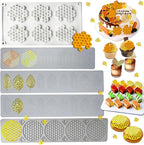 5PCS Tuile Molds Silicone Honeycomb Leaf Baking Mold,Acxydm Honeycomb Mold Silicone and Leaves, Fondant Molds with Bee Silicone and Leaf Mold, 3D Chocolate Molds Set for Making Sugar Craft,Cupcakes