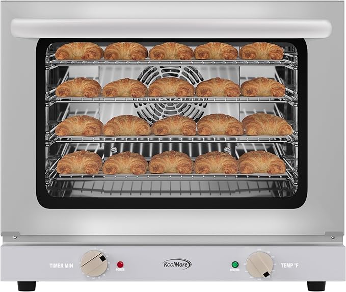 KoolMore 23 in. Countertop Convection Oven for Half-Size Pans with 4 Racks and 2800W of Power in Stainless-Steel - 208/240V, 2.3 cu. ft. ETL Listed (KM-CTCO220-23)