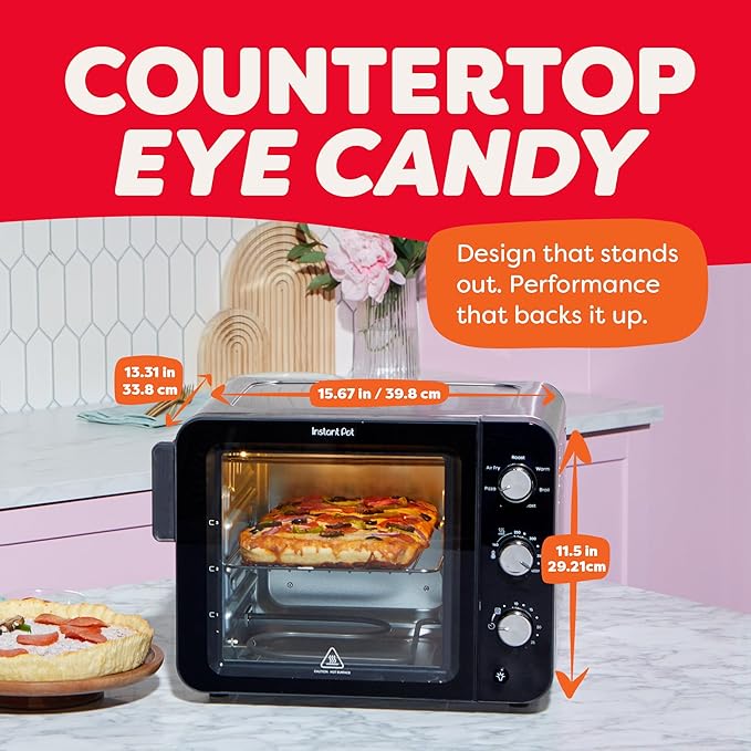 Instant Pot No Preheat Required* 4-Slice Air Fryer Toaster Oven with InstantHeat Technology, 7-in-1, Air Fry, Bake, Toast, Roast, Broil, Warm, and Make Pizza