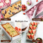 TeamFar Loaf Pan, 12 x 5 Inch Stainless Steel Loaf Pans for Baking Bread, Large Bread Loaf Baking Pan for Homemade Bread, Meatloaf, Cake, Brownies, Non-Toxic, Heavy-duty, Oven & Dishwasher Safe