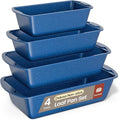 Nonstick Loaf Pan Set Pack of 4, 7" to 11" Large Baking Bread Pan, Oven Safe Up to 450°F, PFOA, PFOS, PTFE Free, Space Saving Stackable Design, Stain Resistant, Dishwasher Friendly, Blue Marble