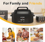 28 Quart Electric Roaster Oven with Visible & Self-Basting Lid, Large Turkey Roaster with Defrost Warm Function, Adjustable Temperature, Removable Pan Rack, Stainless Steel, Black