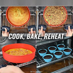 Air Fryer Toaster Oven Baking Pan Set Compatible with Cuisinart, Ninja Foodi, Breville, Emeril Lagasse, Bakeware Set Cupcake Liners & Kitchen Conversion Chart, Nonstick Round Cake Molds