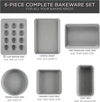 Country Kitchen Nonstick Stackable Bakeware Set - Durable, Easy Release Baking Set, Taupe, 6 Pcs
