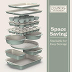 Country Kitchen Nonstick Stackable Bakeware Set - Durable, Easy Release Baking Set- 22 Pc. Includes Silicone Muffin Cups